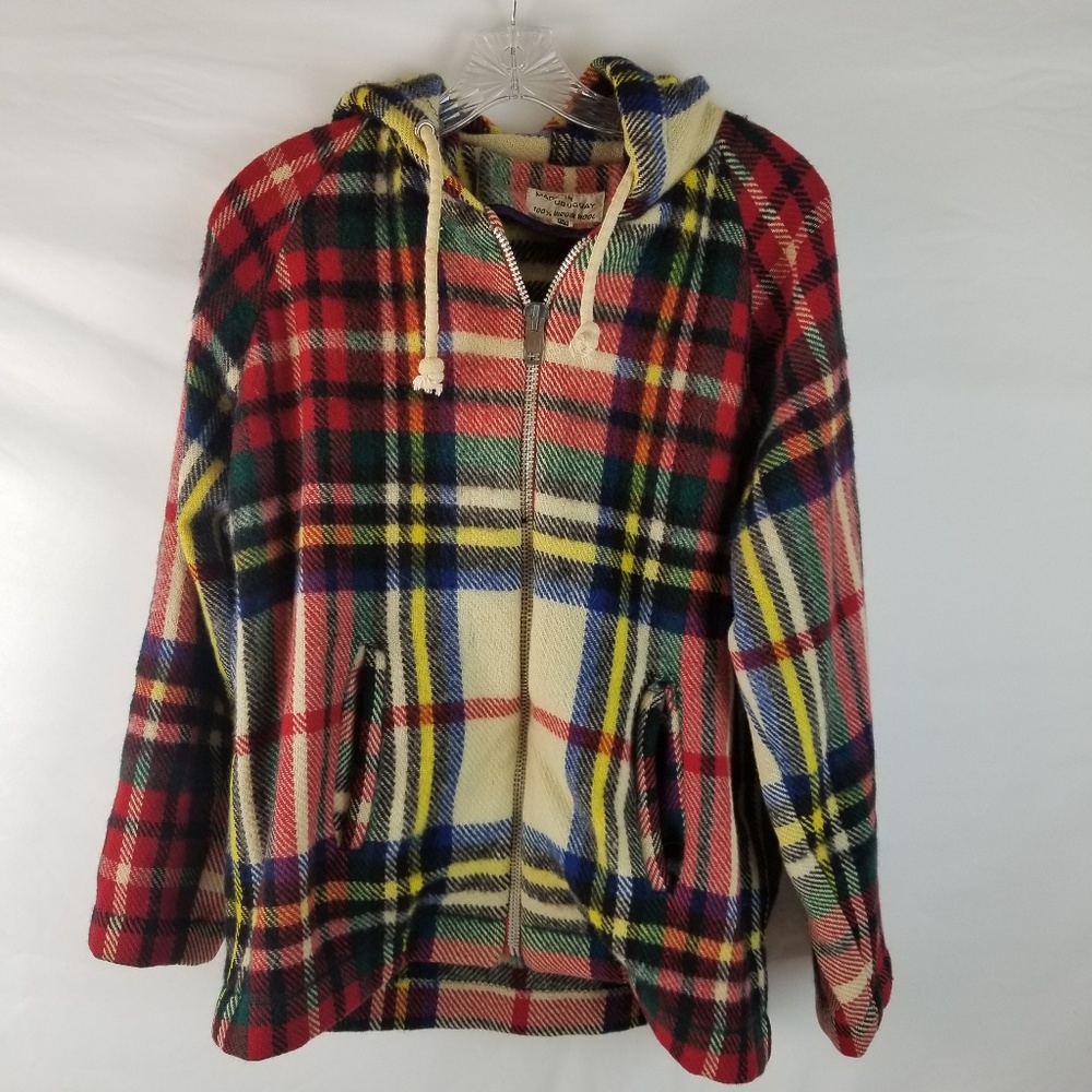 Vintage Men's Plaid Zip Up Scottish Tartan Hooded - Picture 1 of 8